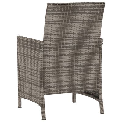 vidaXL 3 Piece Bistro Set with Cushions Grey Poly Rattan