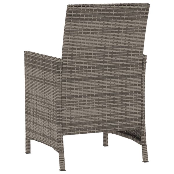 vidaXL 3 Piece Bistro Set with Cushions Grey Poly Rattan