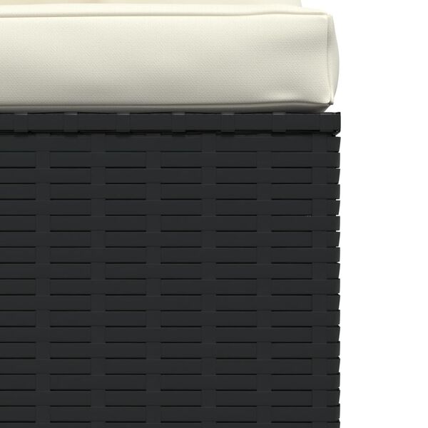 vidaXL 3-Seater Sofa with Cushions Black Poly Rattan