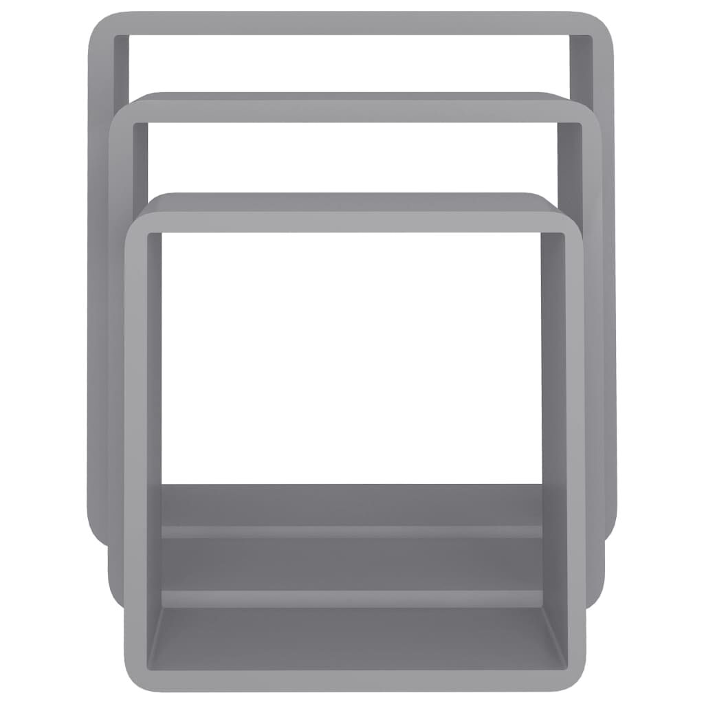 vidaXL Wall Cube Shelves 3 pcs Grey MDF