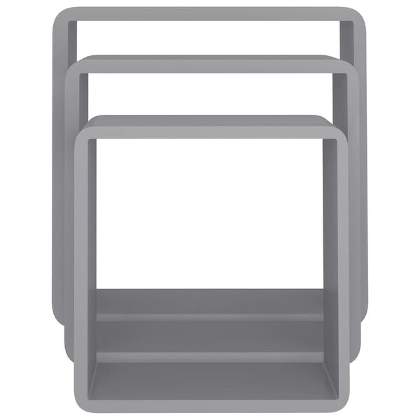 vidaXL Wall Cube Shelves 3 pcs Grey MDF