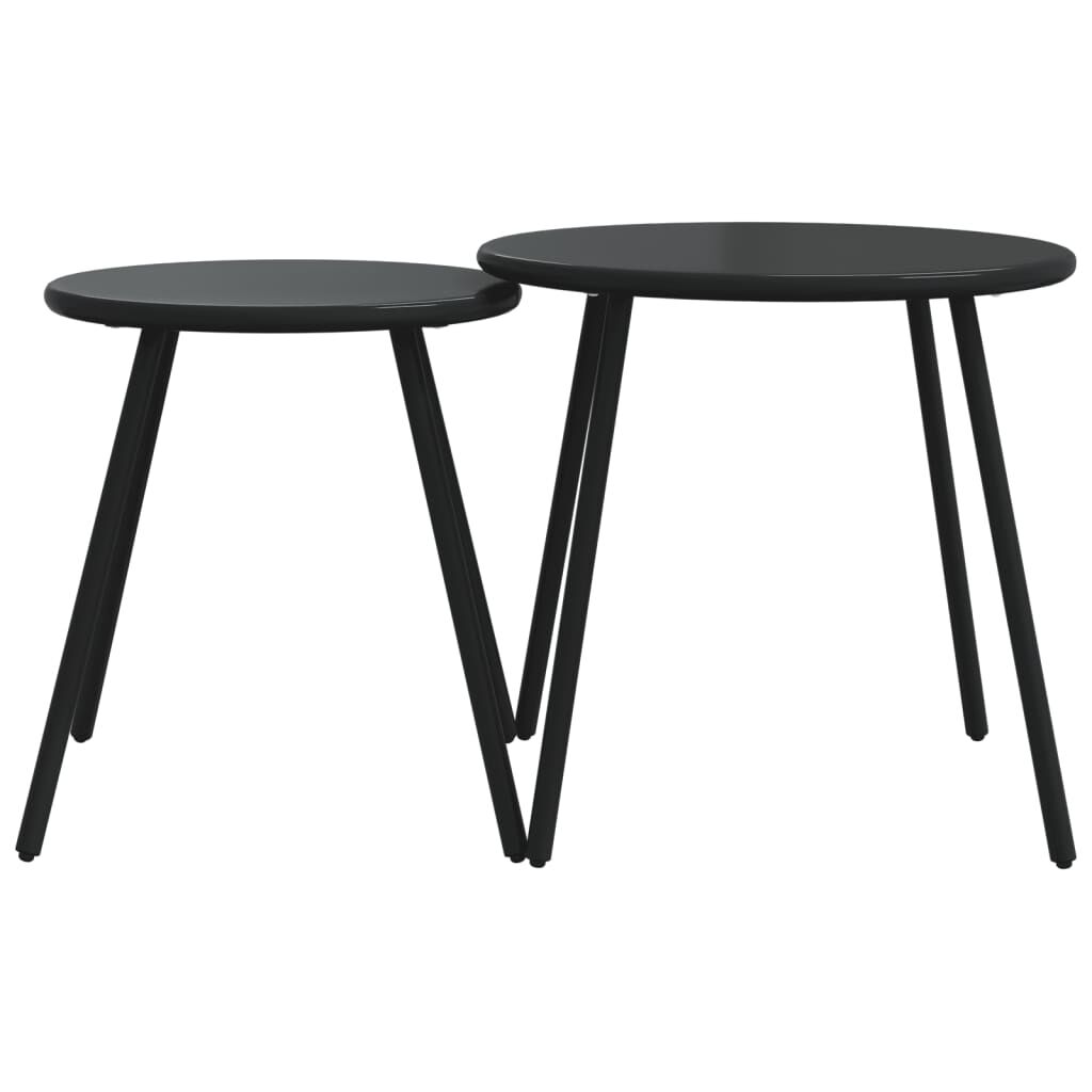 vidaXL 5 Piece Balcony Furniture Set with Cushions Black Steel