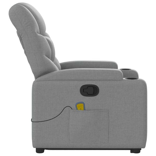 vidaXL Stand up Massage Recliner Chair Light Grey Fabric