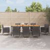 vidaXL 9 Piece Garden Dining Set with Cushions Black Poly Rattan