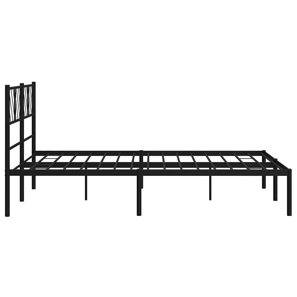 vidaXL Metal Bed Frame without Mattress with Headboard Black 135x190cm
