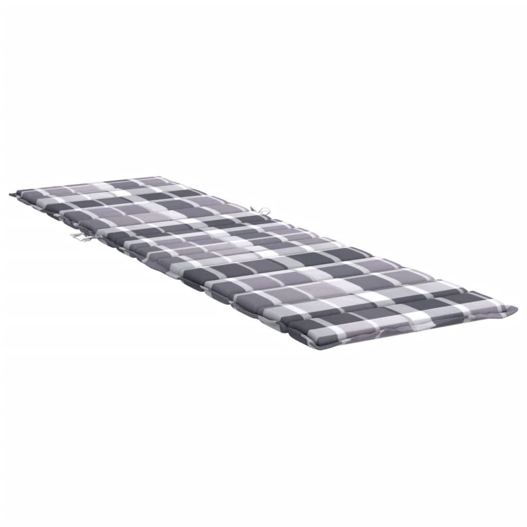 vidaXL Sun Lounger Cushion Grey Check Pattern 200x60x3cm Oxford Fabric