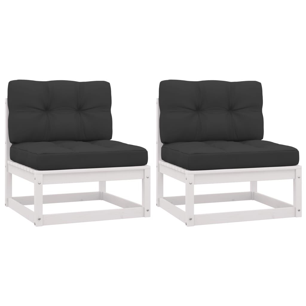 vidaXL Garden Middle Sofas with Anthracite Cushions 2 pcs Solid Pinewood