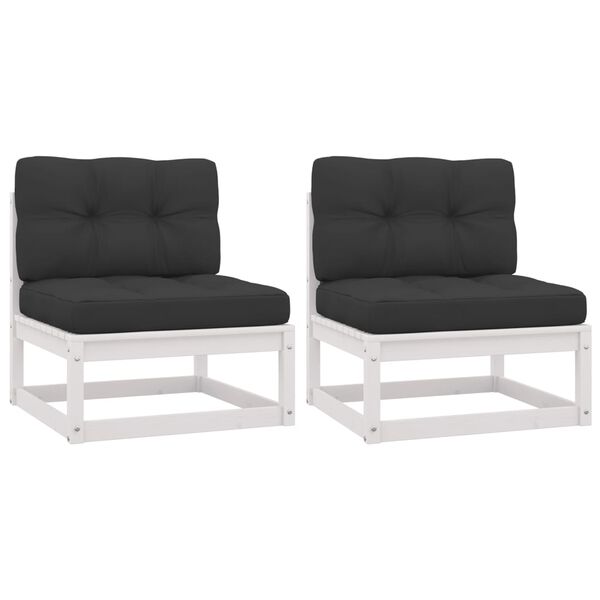 vidaXL Garden Middle Sofas with Anthracite Cushions 2 pcs Solid Pinewood