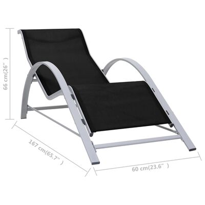 vidaXL Sunlounger Textilene and Aluminium Black