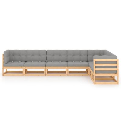 vidaXL 7 Piece Garden Lounge Set with Cushions Solid Pinewood