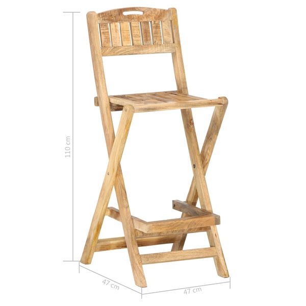 vidaXL Folding Outdoor Bar Chairs 2 pcs Solid Mango Wood