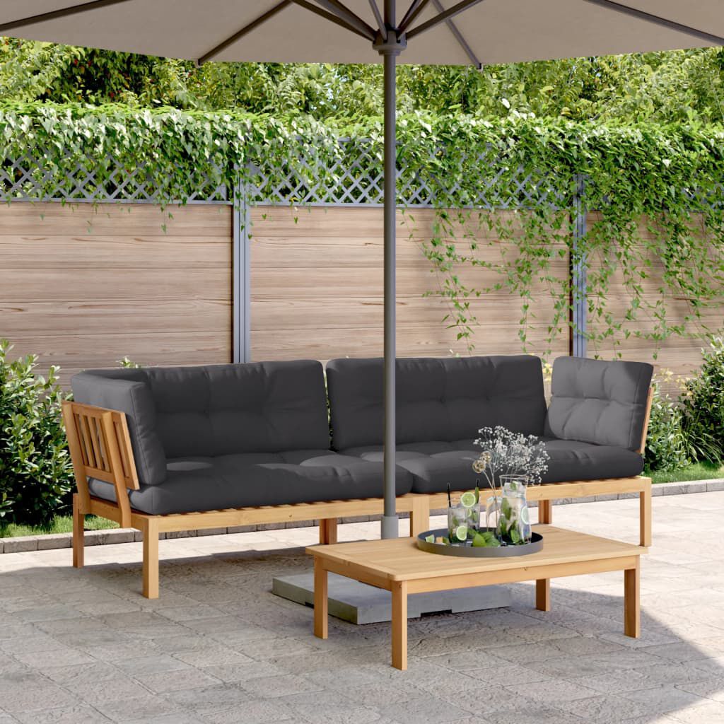 vidaXL Garden Pallet Corner Sofas 2 pcs with Cushions Solid Wood Acacia