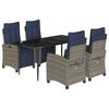 vidaXL 5 Piece Garden Dining Set with Cushions Grey Poly Rattan