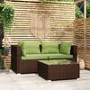 vidaXL 3 Piece Garden Lounge Set with Cushions Brown Poly Rattan