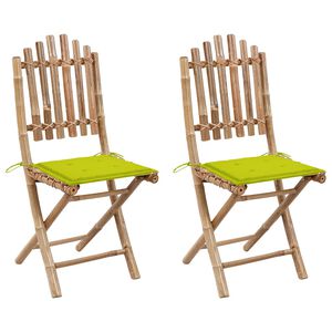 vidaXL Folding Garden Chairs 2 pcs with Cushions Bamboo