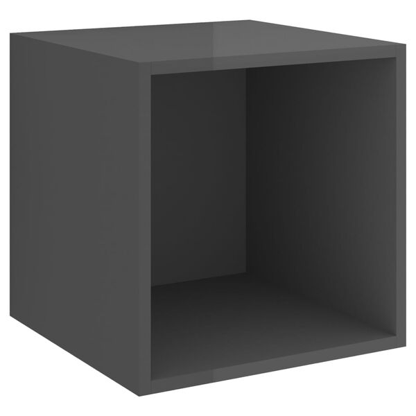 vidaXL 2 Piece TV Cabinet Set High Gloss Grey Engineered Wood