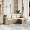 vidaXL 4 Piece Garden Sofa Set with Cushions Beige Poly Rattan