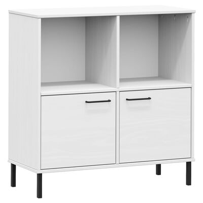 vidaXL Bookcase with Metal Legs White 90x35x90.5 cm Solid Wood OSLO