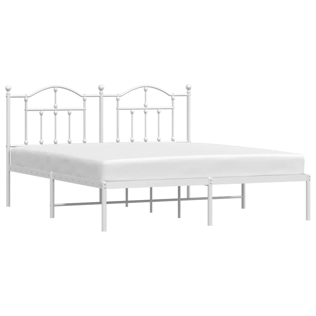 vidaXL Metal Bed Frame without Mattress with Headboard White 183x213cm