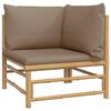 vidaXL 2 Piece Garden Lounge Set with Taupe Cushions Bamboo