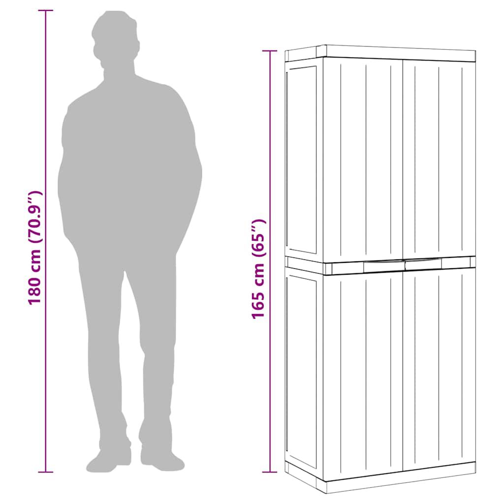 vidaXL Outdoor Storage Cabinet Grey and Black 65x37x165 cm PP