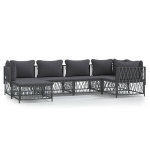 vidaXL 6 Piece Garden Lounge Set with Cushions Anthracite Steel