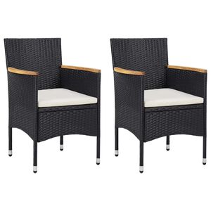 vidaXL Garden Dining Chairs 2 pcs Poly Rattan Black