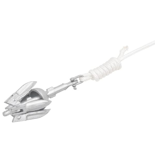 vidaXL Folding Anchor with Rope Silver 0.7 kg Hot Dip Galvanized Cast Iron