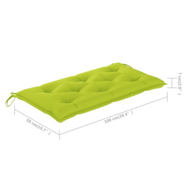 vidaXL Garden Bench with Bright Green Cushion 112 cm Solid Teak Wood