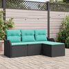vidaXL Garden Sofa Set with Storage 4 pcs Black Poly Rattan
