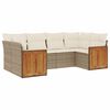 vidaXL 6 Piece Garden Sofa Set with Cushions Beige Poly Rattan