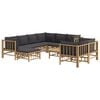vidaXL 10 Piece Garden Lounge Set with Dark Grey Cushions Bamboo