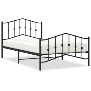 vidaXL Metal Bed Frame without Mattress with Footboard Black 100x200cm
