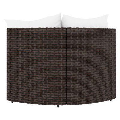 vidaXL Garden Corner Sofas with Cushions 2 pcs Brown Poly Rattan