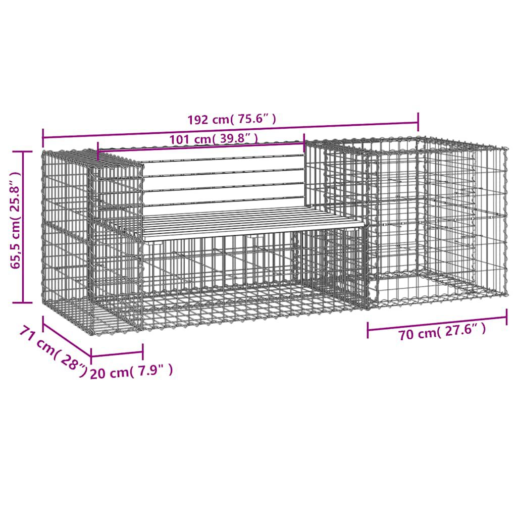 vidaXL Garden Bench with Gabion Basket Solid Wood Douglas