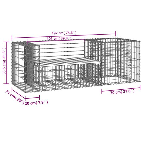 vidaXL Garden Bench with Gabion Basket Solid Wood Douglas