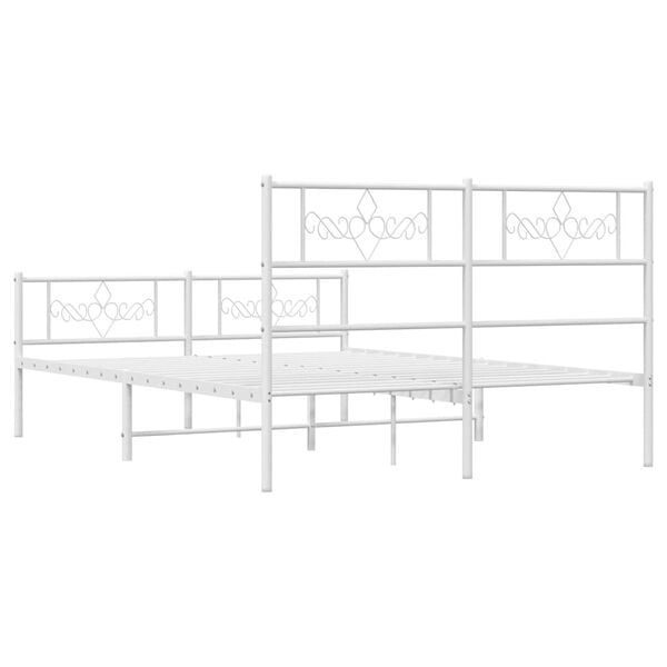vidaXL Metal Bed Frame without Mattress with Footboard White 150x200cm