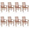vidaXL Dining Chairs 8 pcs with Bright Green Cushions Solid Teak Wood