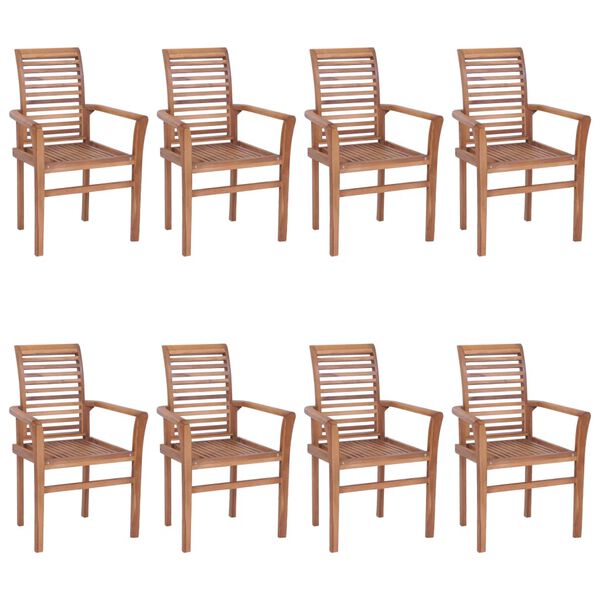 vidaXL Dining Chairs 8 pcs with Bright Green Cushions Solid Teak Wood