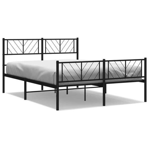 vidaXL Metal Bed Frame without Mattress with Footboard Black 135x190cm