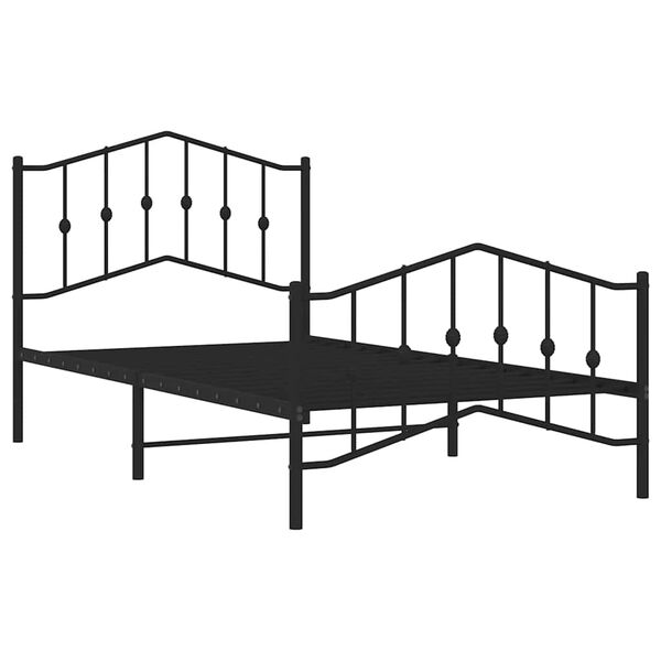 vidaXL Metal Bed Frame without Mattress with Footboard Black 100x190cm