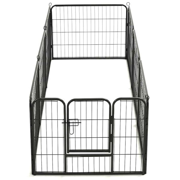 vidaXL Dog Playpen 8 Panels Steel 80x60 cm Black