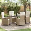 vidaXL Garden Dining Set with Cushion 5 pcs Beige Poly Rattan