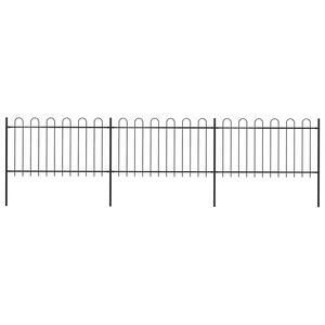 vidaXL Garden Fence with Hoop Top Steel 537x100 cm Black