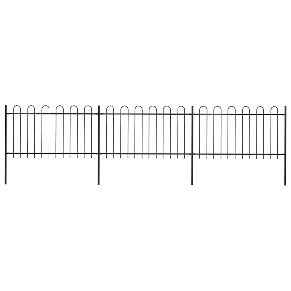vidaXL Garden Fence with Hoop Top Steel 537x100 cm Black