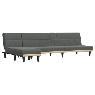 vidaXL L-shaped Sofa Bed Dark Grey 255x140x70 cm Fabric