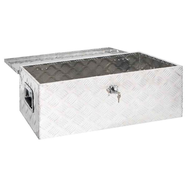 vidaXL Storage Box Silver 80x39x30 cm Aluminium