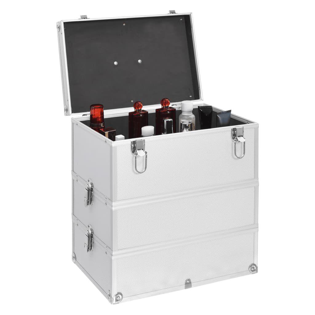 vidaXL Make-up Case 37x24x40 cm Silver Aluminium