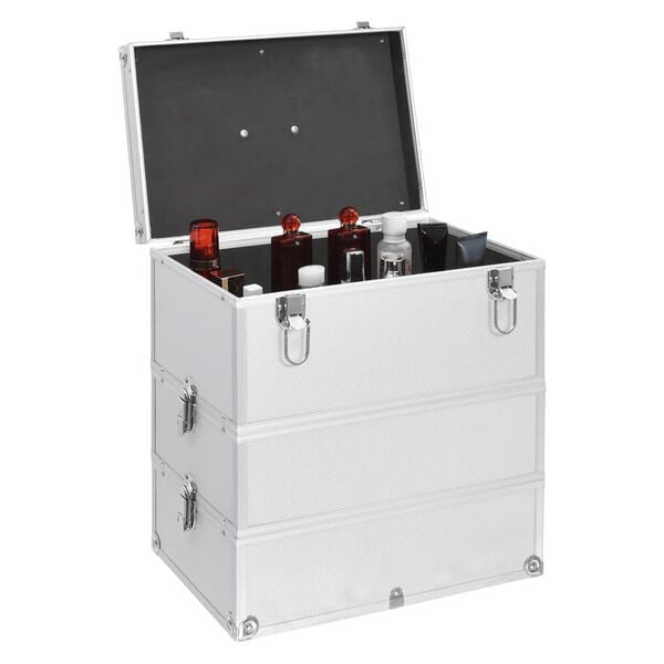 vidaXL Make-up Case 37x24x40 cm Silver Aluminium