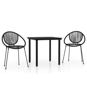 vidaXL 3 Piece Garden Dining Set Black